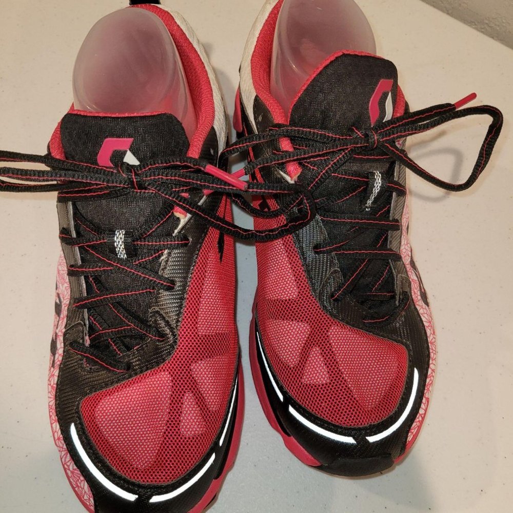 Scott Womens Red Black Lace Up Low Top Athletic
